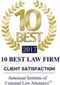 10 Best 2017 10 Best Law Firm, Client Satisfaction, American Institute of Criminal Law Attorneys